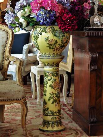 Victorian Majolica Jardiniere & Stand - Trickle Glazed Botanicals SOLD