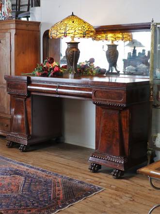 Gargantuan William IV Mirror-Backed Pedestal Sideboard -  English Mahogany $5495.00