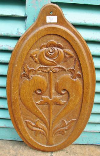 Carved Oak Art Nouveau Panel