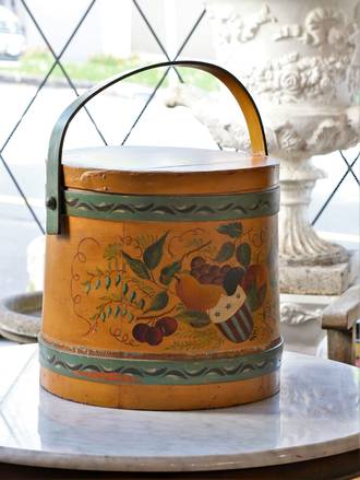 Hand-painted French Provincial Lidded Box - Food Storage or Hat box 19th c