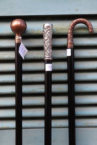 Reproduction Ebony, Copper & Silver plate Walking Sticks $69.50