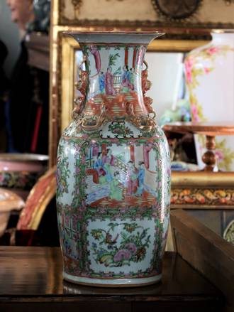 Large Chinese Famille Rose Porcelain Floor Vase - Export ware Mid 20th Century $950