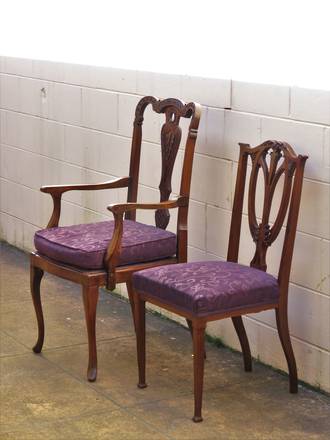  Nouveau Dining Chairs x 6 including 2 Carvers $2600 (6)