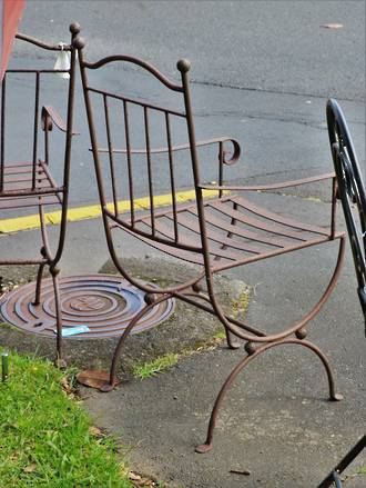 Original French Wrought Iron Outdoor Chairs $1600 set of 4