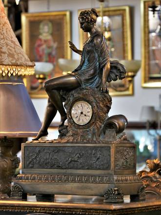 Bronze Figural Mantel Clock, 20th Century