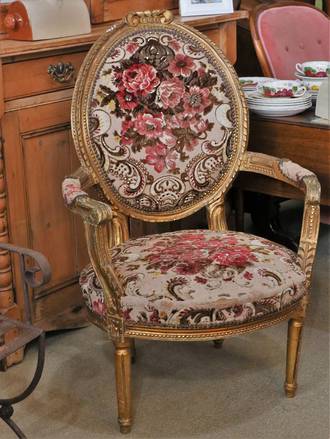 Gilded Victorian Armchair -Original velvet Upholstery
