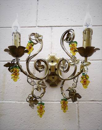 Grapevine Wall Bracket Sconce with Glass Grapes Repro $295.00