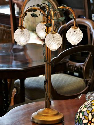 Bespoke Gilded Wrought Iron Vine Tree Table lamp pr Available $950 each