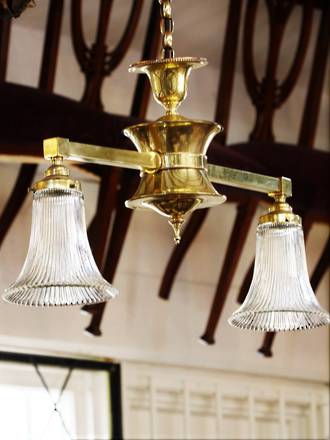 Polished Brass Industrial Ceiling Lights - Circa 1930s