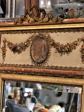 Large French Antique Trumeau Mirror