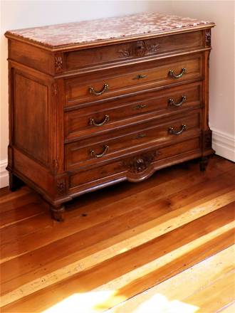 Superb  Louis Philippe Marble -Topped Commode French Chest of Drawers
