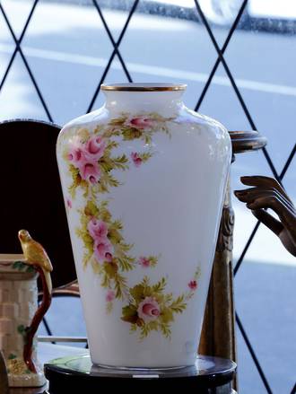 Huge Hand-Painted & signed Milk Glass vase