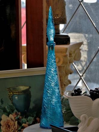 Mid Century Italian Aqua Genie Bottle - Wave Pattern sold