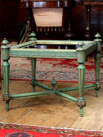 French Coffee Table - Smoky glass top with caved  Pineapple finials sold