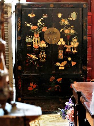 Antique Chinese Wedding Chest Cabinet Wardrobe linen Press SOLD