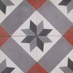 Black and Grey Star with Red Square Tiles
