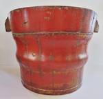 Antique Chinese Painted Wood Pail or Bucket Planter