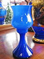 Mid Century Italian Hand-Blown Cased Glass Goblet Vase by Empoli