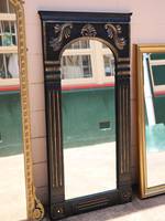 Large Empire Style Black & Gold Dressing Mirror  - Carved Wood - $750