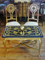 French Gilded Black Marble Coffee Table - Hollywood Regency $1850.00