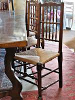 Early Set of 8 English Lancashire Dining Chairs - Oak Spindle-backs  -$3200