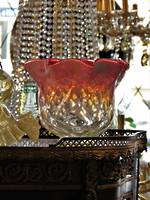 Vaseline Uranium & Ruby Antique Glass Light Shade $165