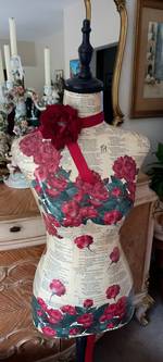 Artisan Decoupage Mannequin - Red Roses & Poetry