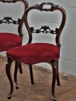 Red Velvet English Walnut Balloon back Chair $395.00 One only