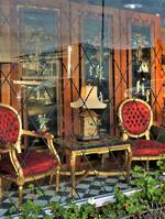 Four Antique Chinese Screen Doors - Black Lacquer Shell Inlaid Panels framed in Cedar. $4950.00