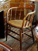 Antique Douglas Chair - Office Chair - Cane Seat Spindle Back Desk Chair