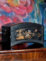 Chinese Black Lacquer & Gilt Decorated Jewellery Box