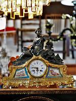 French Antique Mantel Clock with Classical Reclining Bronze Figure