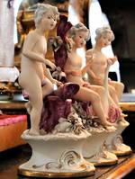 Vintage Italian Capidimonte Porcelain Bisk  Elven Fairies or Pixie Nymphs
