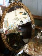 Vintage French Gilt Mirror with Porcelain Medallions