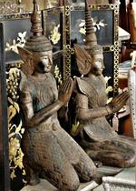 Life Size Carved Wooden Siam Teppanom Thai Angels or Guardians $3700.00 each